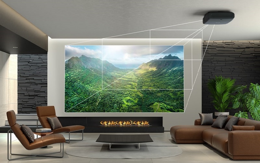 obraz wyświetlany na ekranie z projektora epson